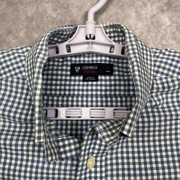 Cremieux Collection Button Down Shirt Mens Large Blue Gingham Plaid Short Sleeve - Picture 6 of 12